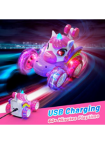 Remote Control Car RC Stunt Cars for Girl 360°Stunt Rotation 4WD Remote Cars for Kids 3-6 Double Sided RC Car with LED Lights,2.4GHz Electric Toy Car,Birthday Gift for 3 4 5 6 Year Old Girl