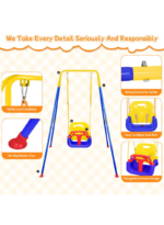 3-in-1 Baby Swing Seat, Toddler Swing, Anti-Flip Snug & Secure Detachable Infants to Teens Kids Swing Seat for Outside Playground, Blue - Image 4