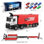 Race Car Track Toy Truck Toy with Slots & Foldable Race Tracks Transport Car Carrier Toy for Toddlers Cars Toy Set Container Truck Toy with 8 Alloy Cars Vehicles Toy Set for 3+ Kids Boys Girls